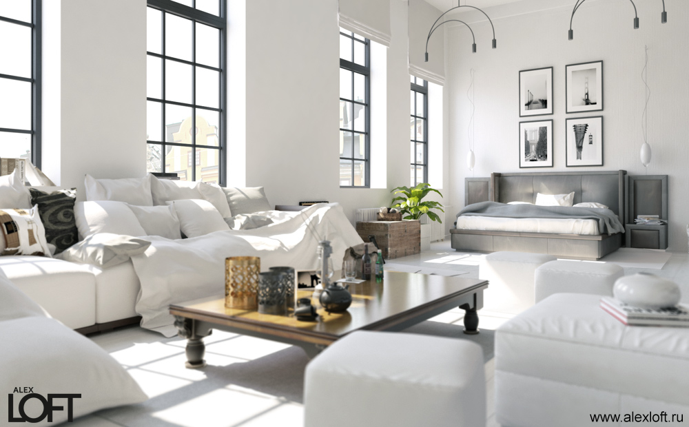 Alex loft interior design ванная комната минимализм